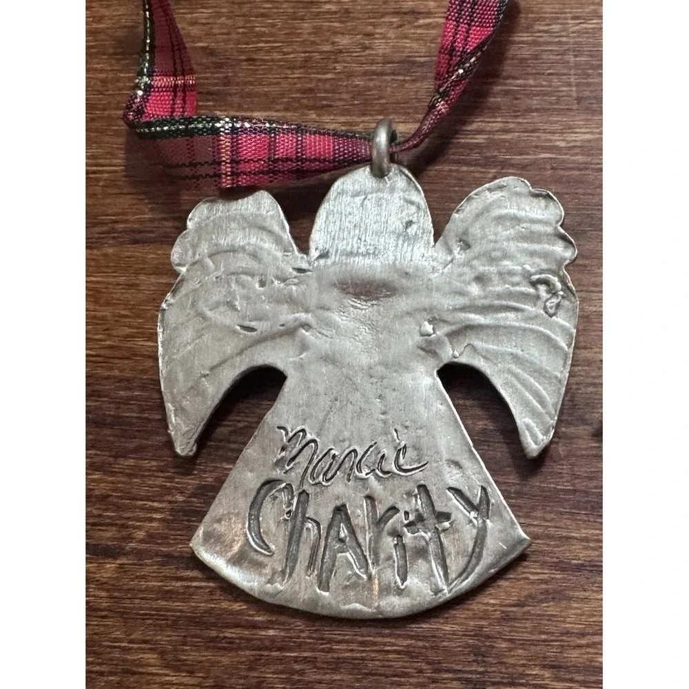 Vintage‎ Singing Angel Pewter Pendant Signed Marcie Charity